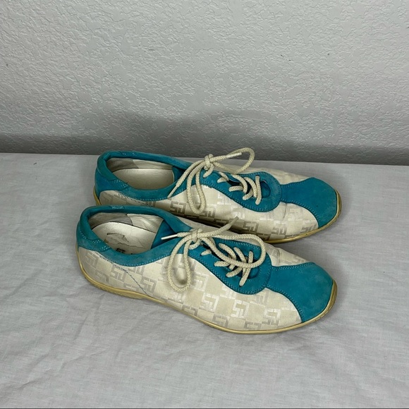 St. John Sport teal and cream tennis shoe - Picture 2 of 5